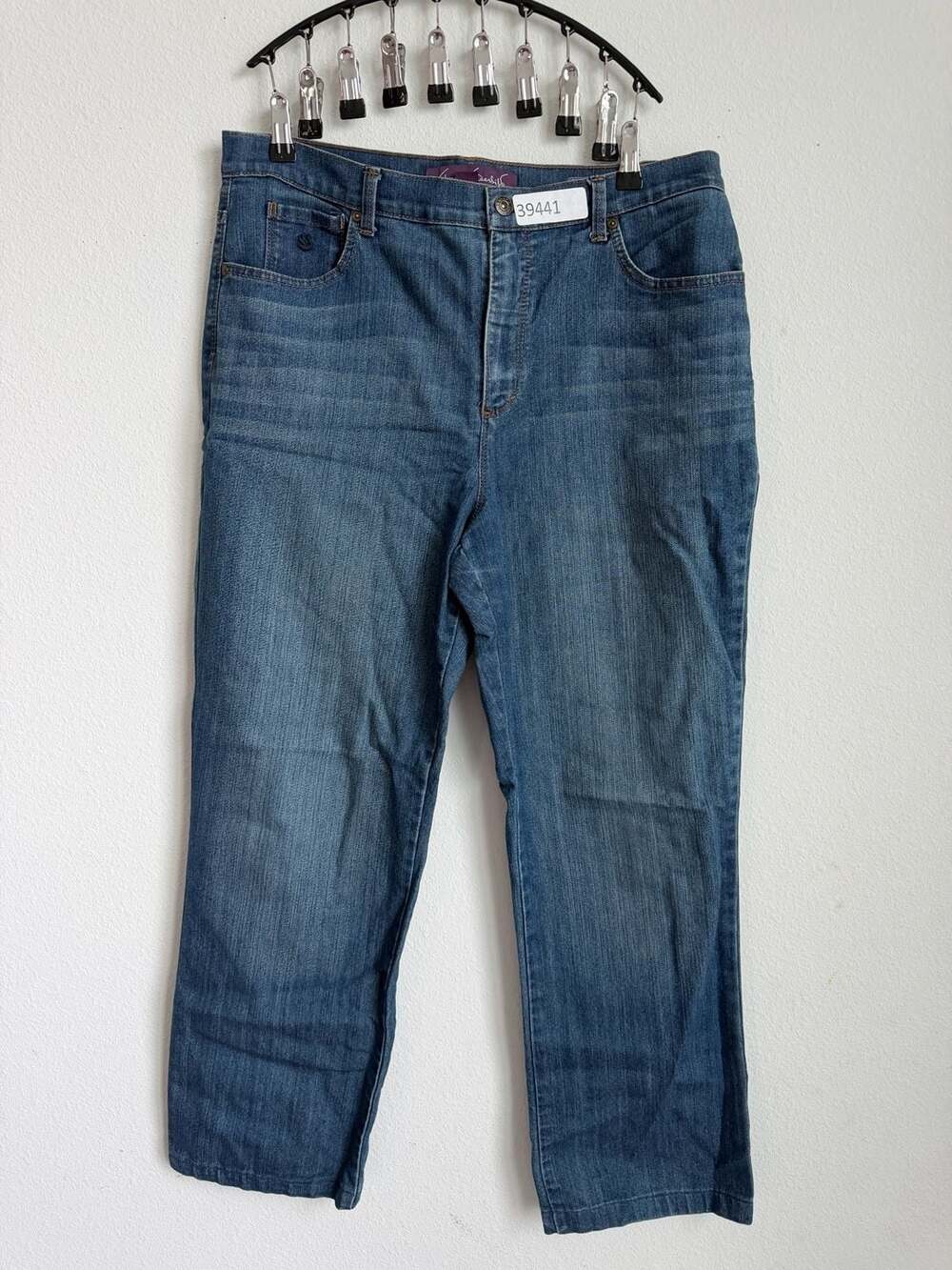Gloria Vanderbilt Missy Senora Cuffed Jeans Size 14 Blue Denim